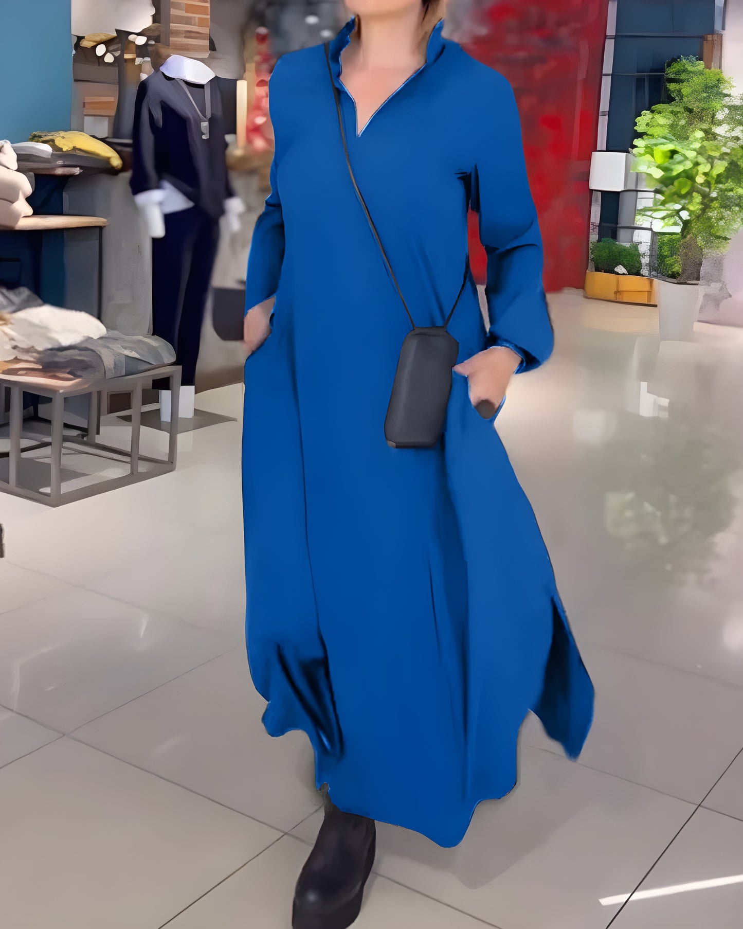 Kajsa® | Lång lös klänning med sidsprund