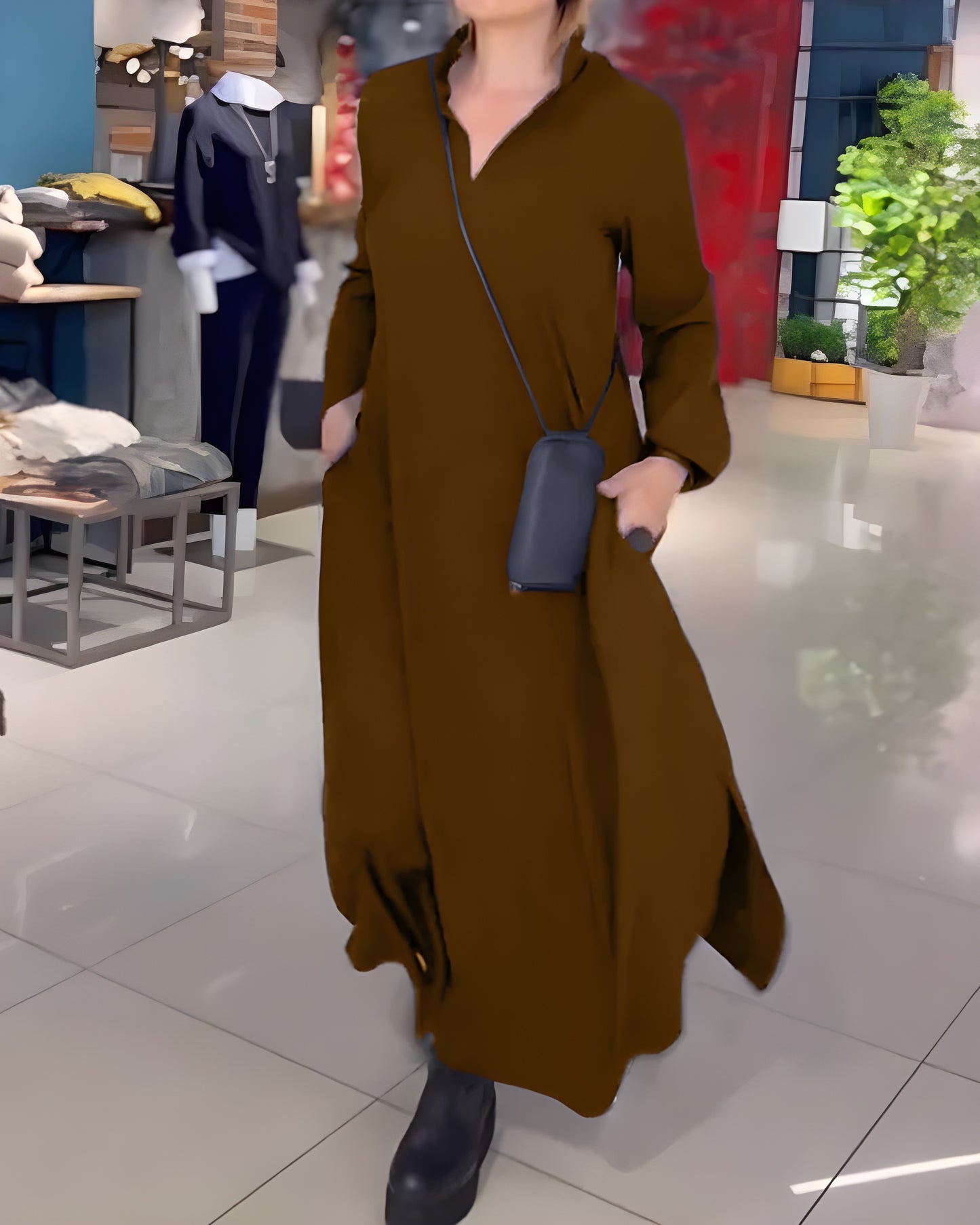 Kajsa® | Lång lös klänning med sidsprund