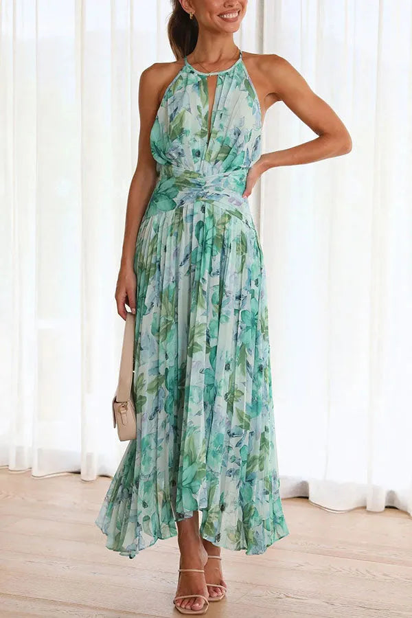 Caroline™ – Stilren Midiklänning med Blomdetaljer