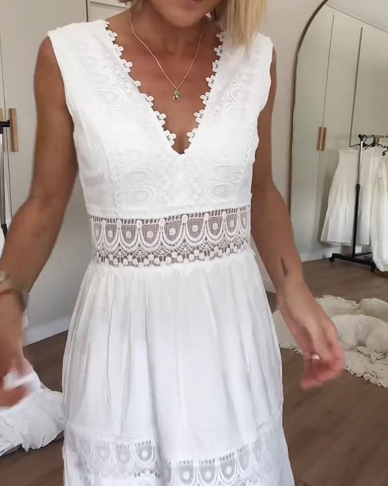 Sara™ | Elegant spets V-ringad klänning