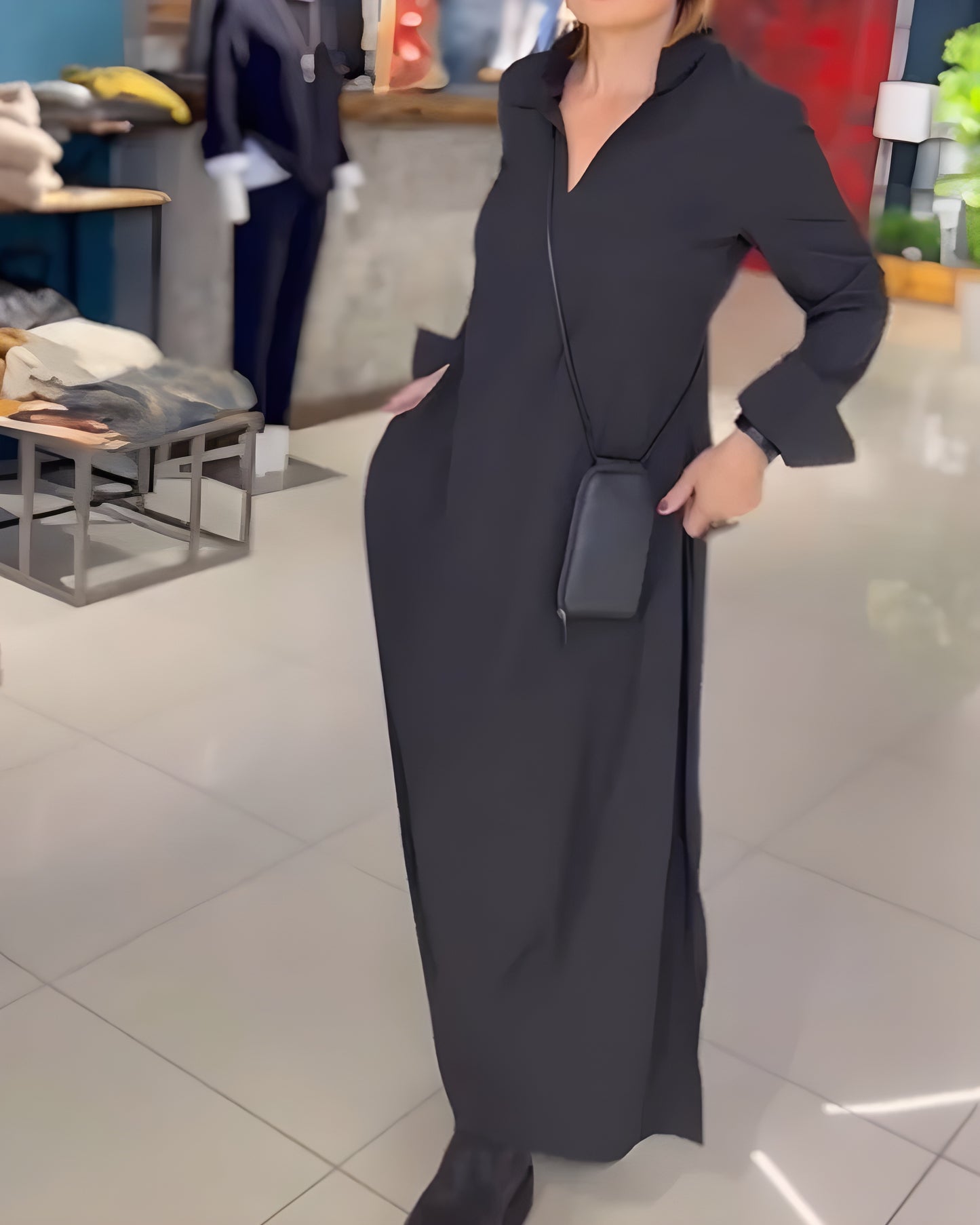 Kajsa® | Lång lös klänning med sidsprund