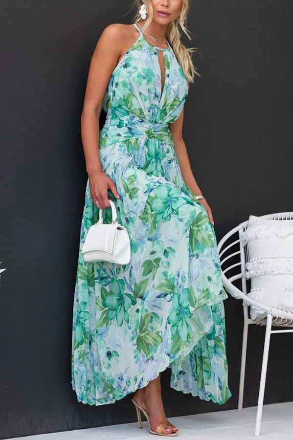 Caroline™ – Stilren Midiklänning med Blomdetaljer