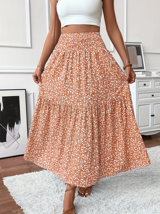 Inga™ | Casual Ditsy Floral Kjol med Elastisk Midja