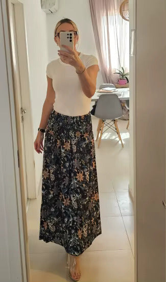 Inge™ – Luftig Boho-kjol med Vintage Paisley och Resårmidja