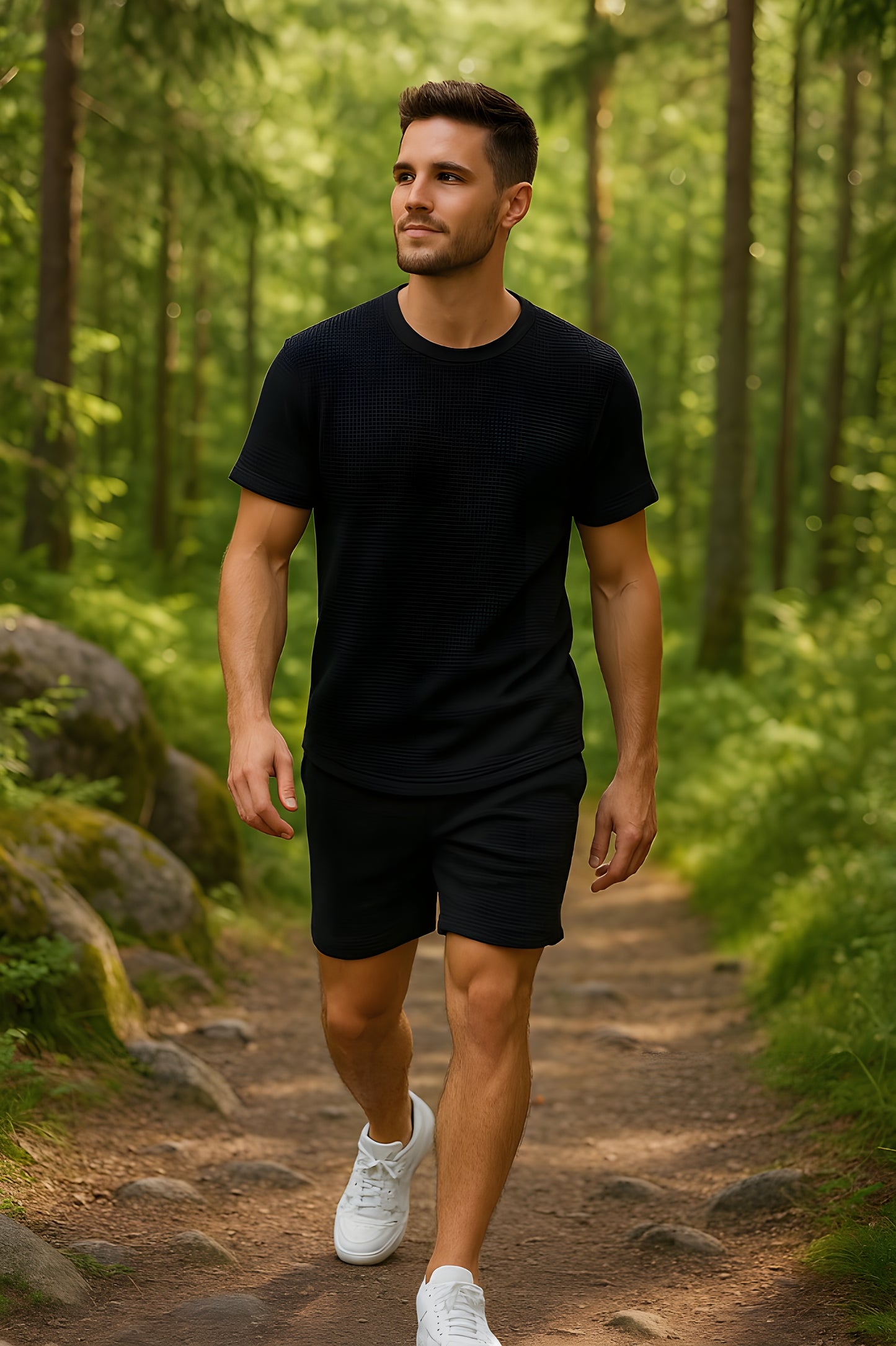 Martin™ - Sommarset – Stilren Waffle T-shirt & Shorts i 2 delar
