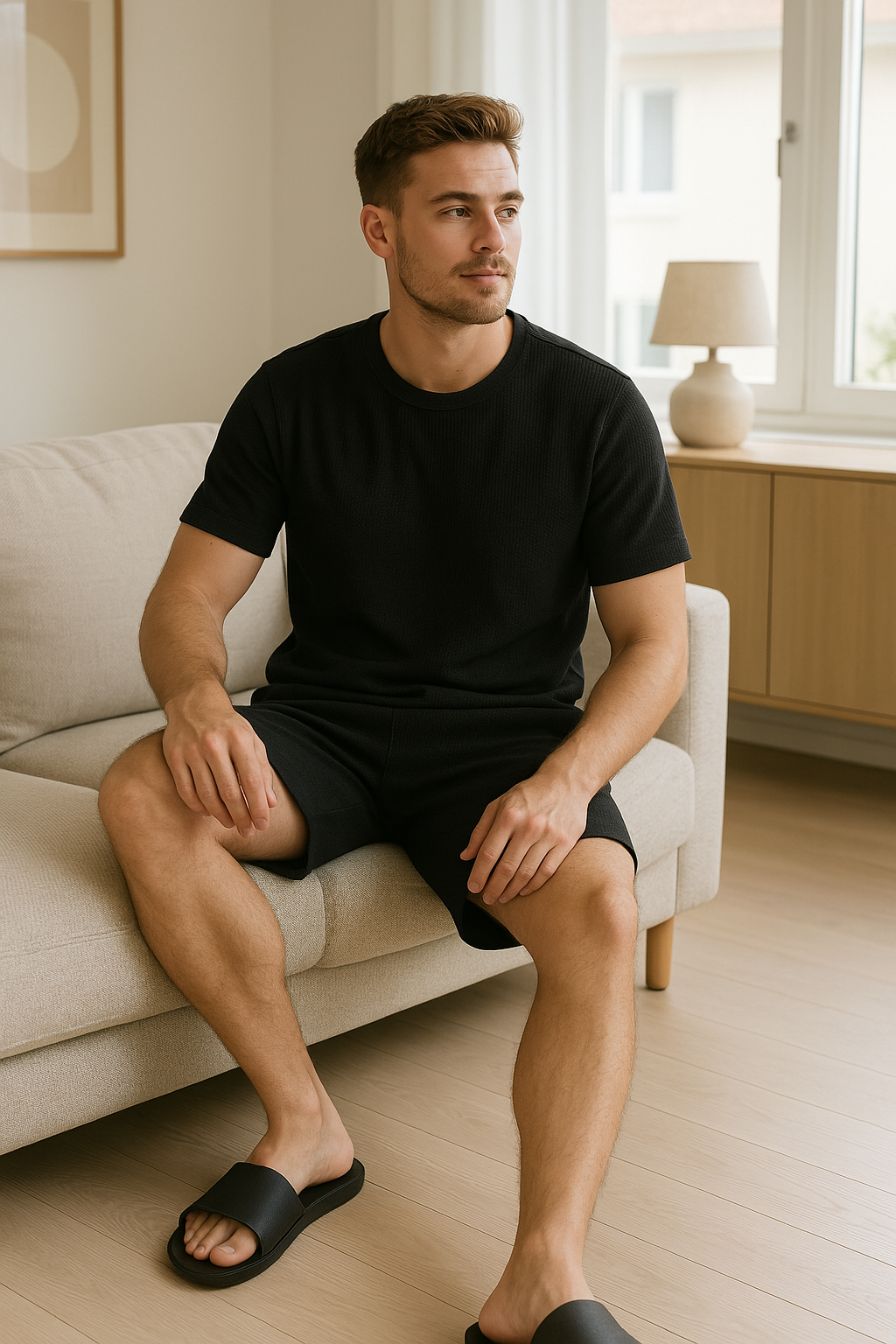 Martin™ - Sommarset – Stilren Waffle T-shirt & Shorts i 2 delar