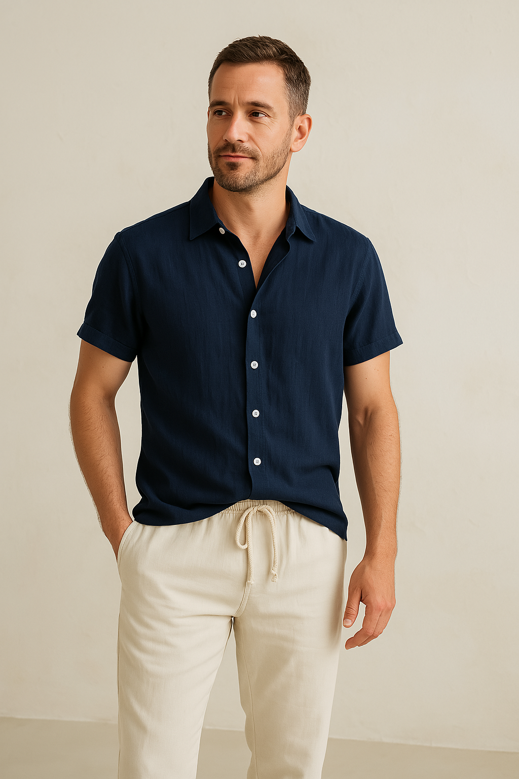 Viktor™ | Sommarset med Karaktär – Luftigt Linne & Stilig Krage