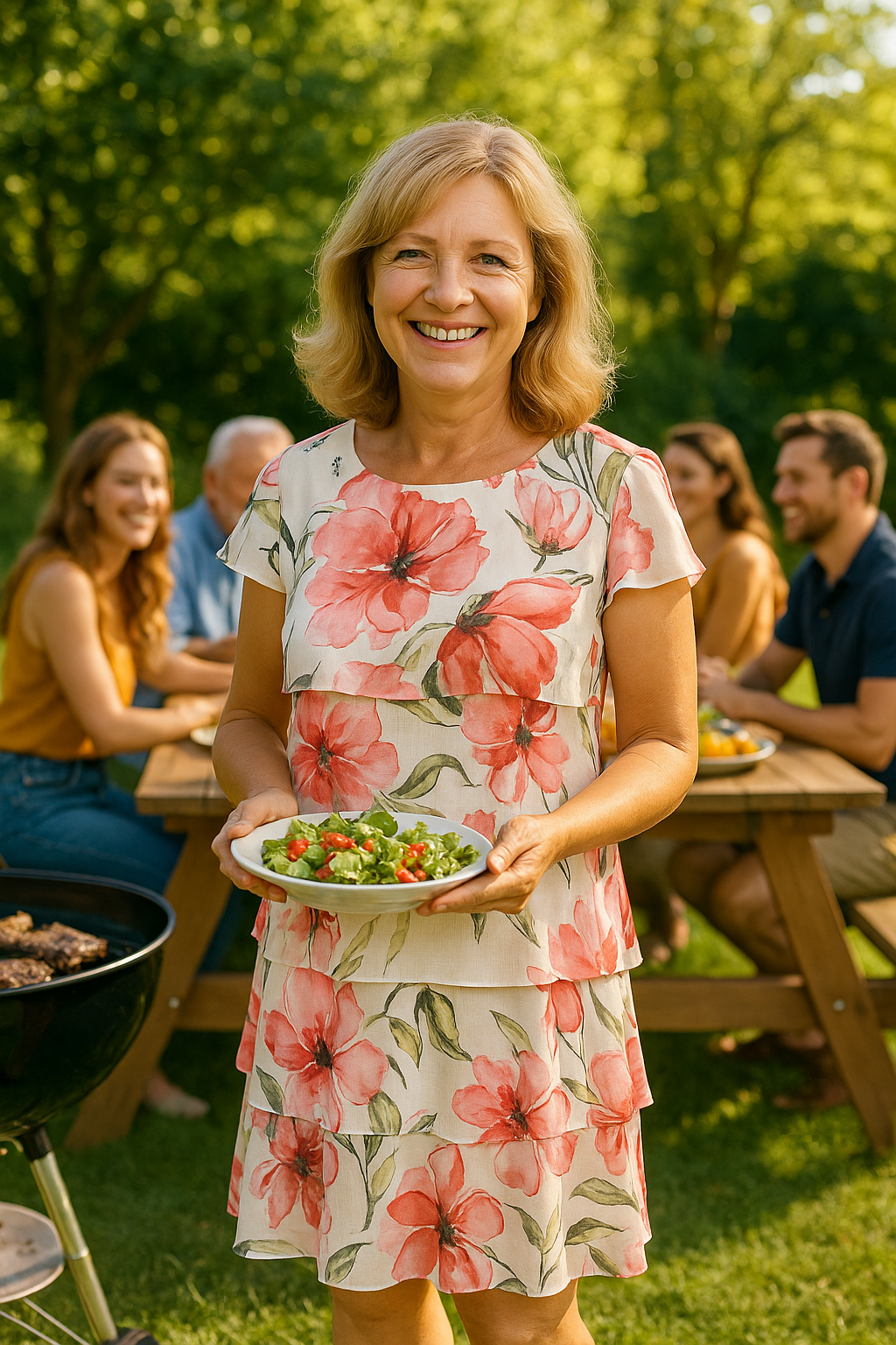 Maria™ | Plisserad Volangblommig Klänning