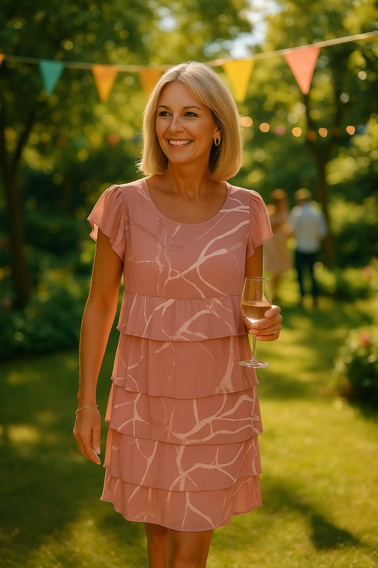 Maria™ | Plisserad Volangblommig Klänning