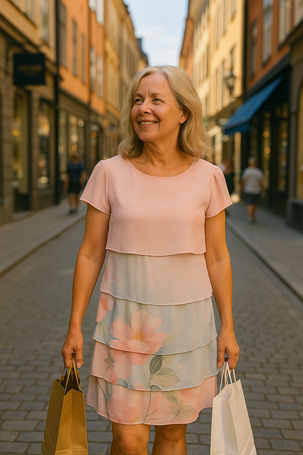 Maria™ | Plisserad Volangblommig Klänning