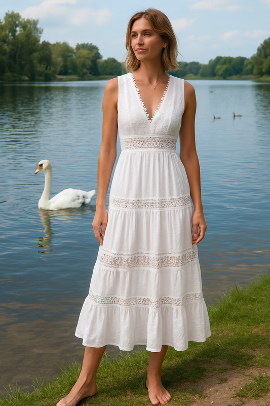 Sara™ | Elegant spets V-ringad klänning