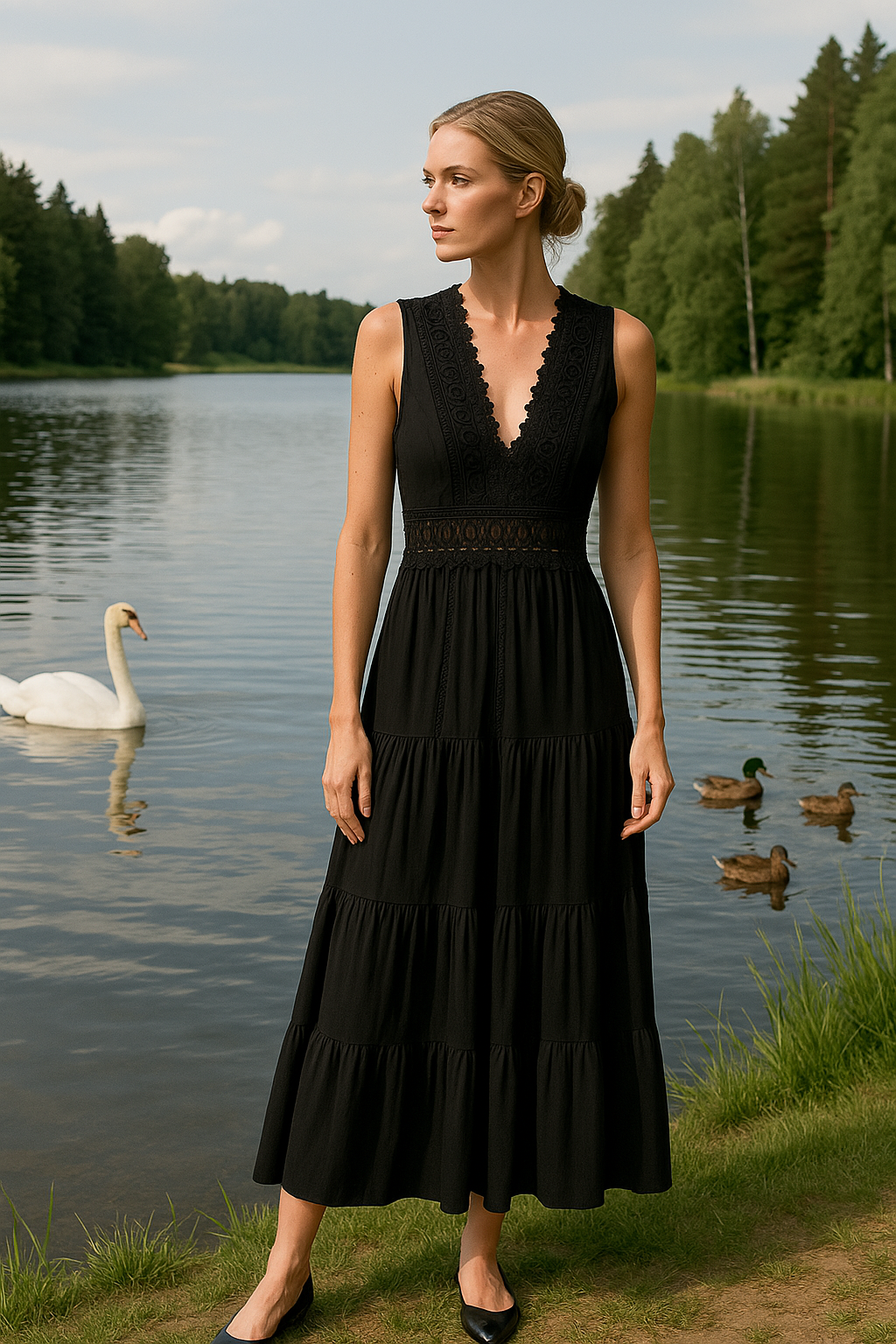 Sara™ | Elegant spets V-ringad klänning