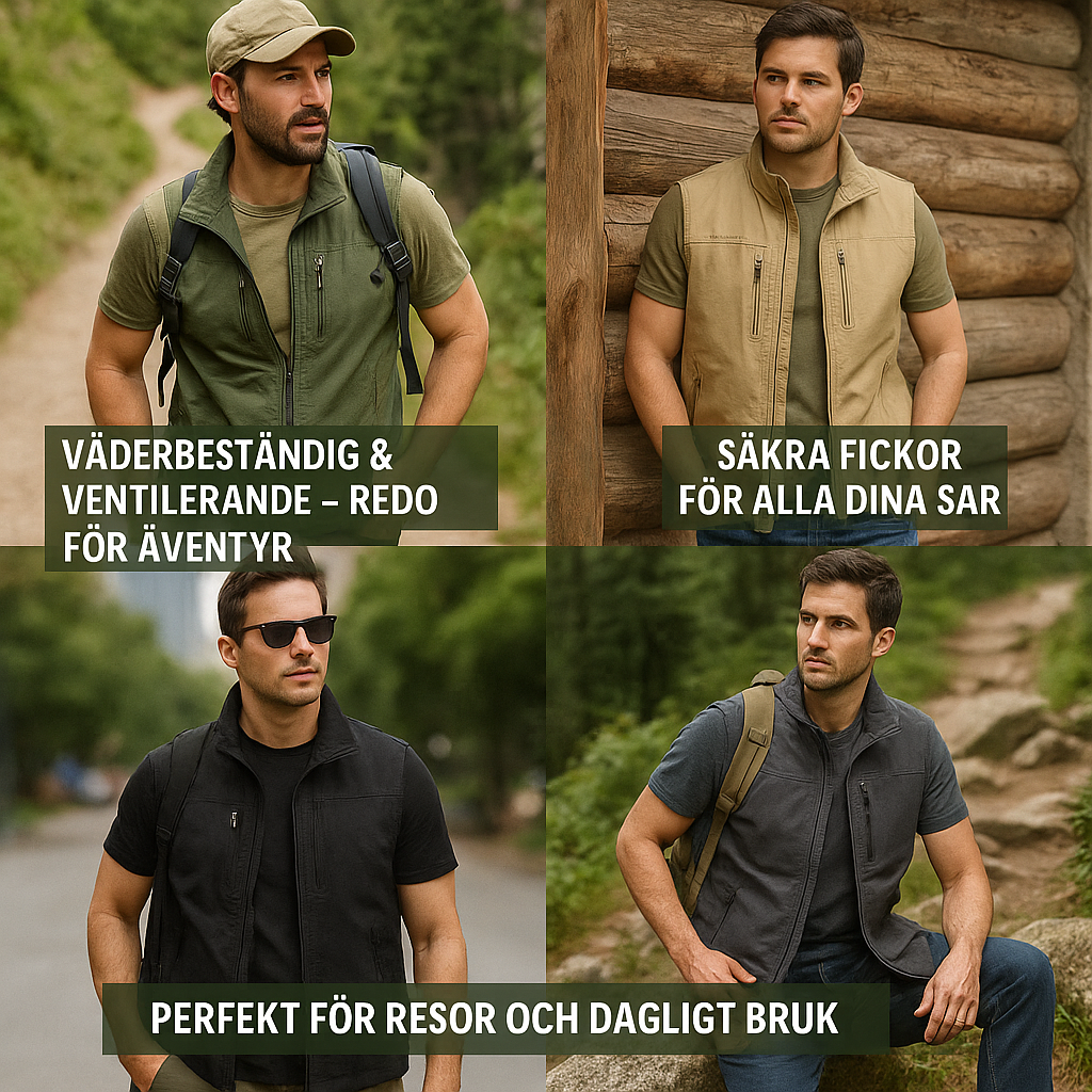 Kasper™ | Andningsbar Cargo Bodywarmer med Flera Fickor -Grå