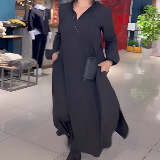 Kajsa® | Lång lös klänning med sidsprund