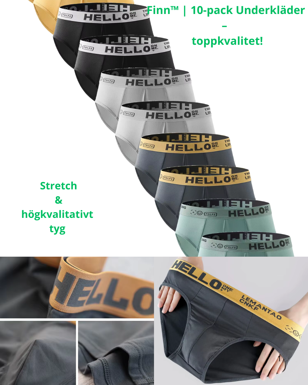 Finn™ – 10-pack Herrunderkläder i Premiumkvalitet (Boxers eller Briefs)