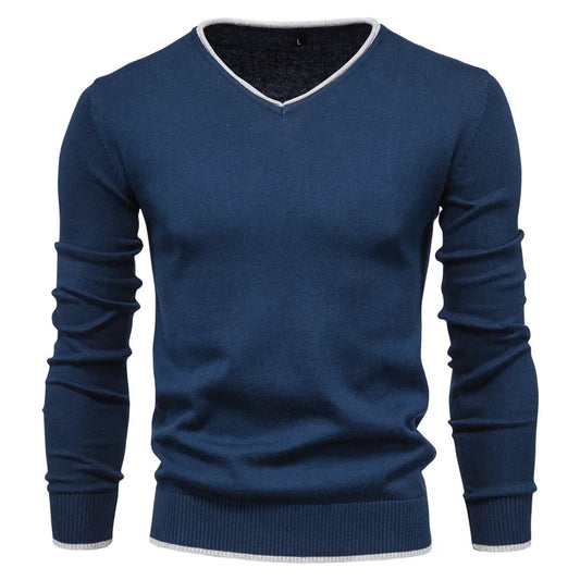 Robin™| Stilfull Herr V-hals Tröja – Bekväm Bomulls Pullover i Slim Fit