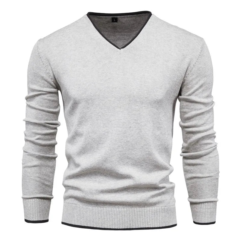 Robin™| Stilfull Herr V-hals Tröja – Bekväm Bomulls Pullover i Slim Fit