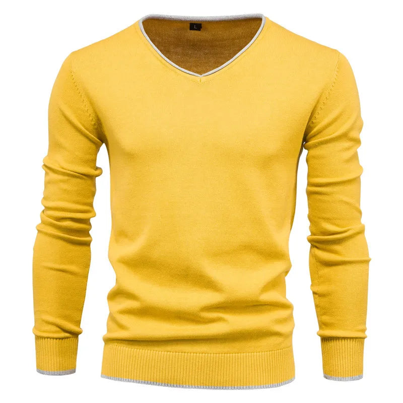 Robin™| Stilfull Herr V-hals Tröja – Bekväm Bomulls Pullover i Slim Fit