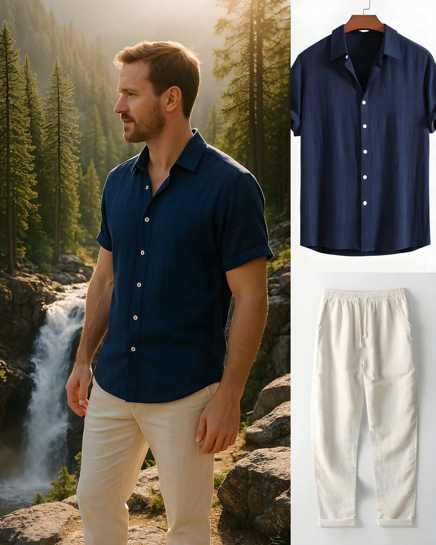 Viktor™ | Sommarset med Karaktär – Luftigt Linne & Stilig Krage