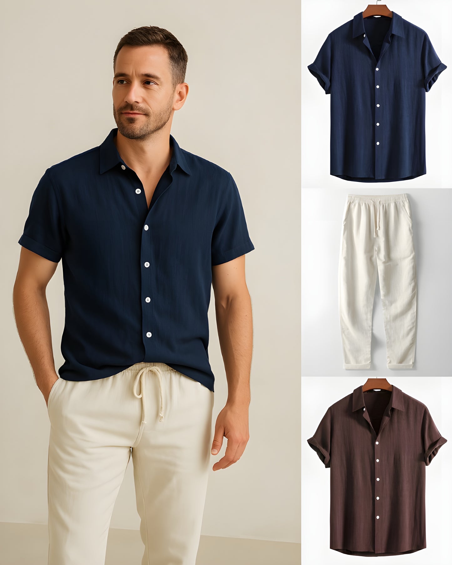 Viktor™ | Sommarset med Karaktär – Luftigt Linne & Stilig Krage