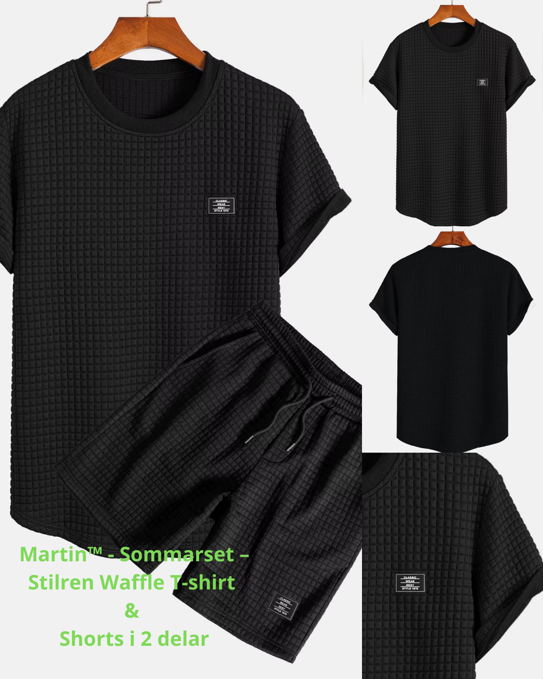 Martin™ - Sommarset – Stilren Waffle T-shirt & Shorts i 2 delar