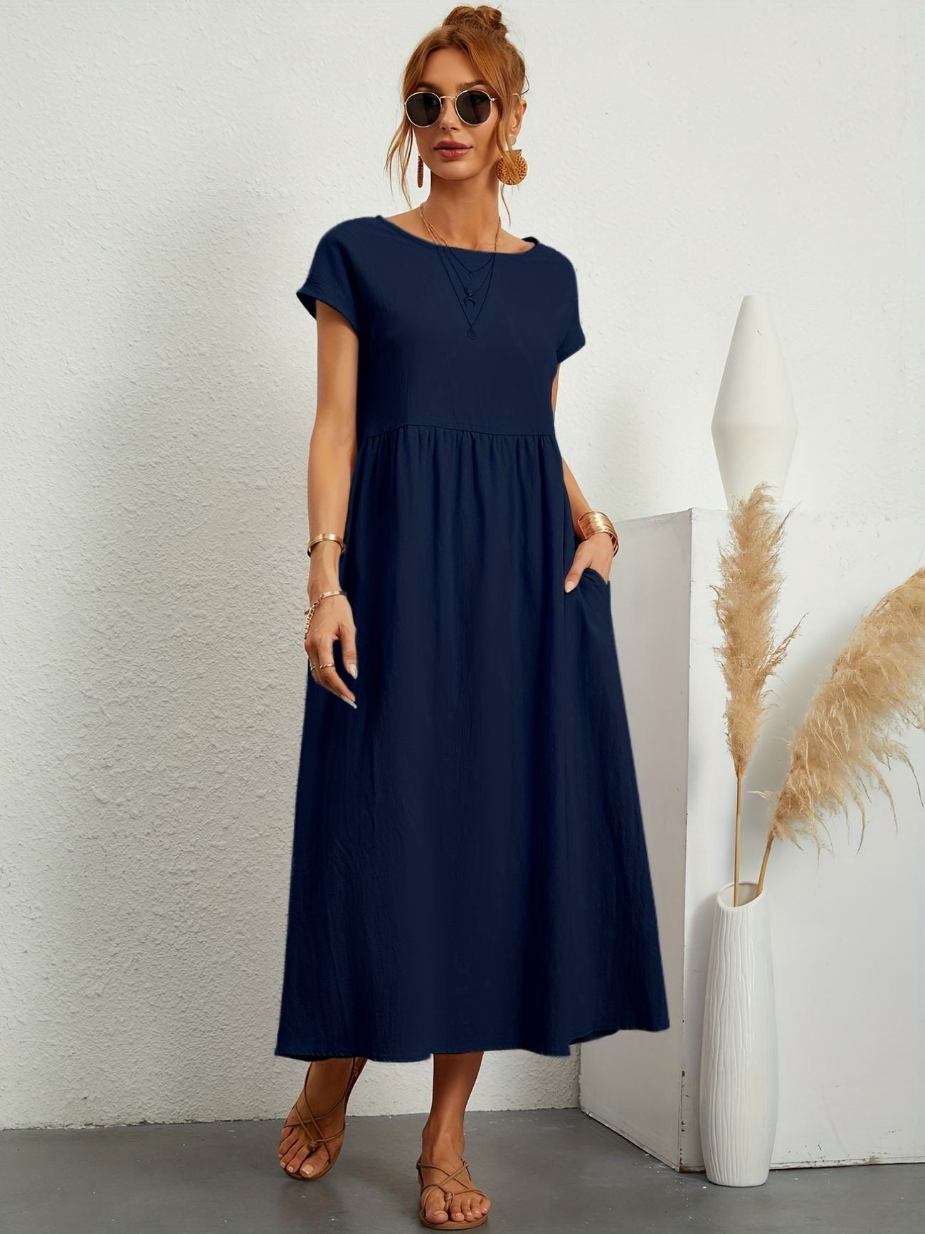 Gre™ – Elegant och luftig linne sommarklänning för varje dag