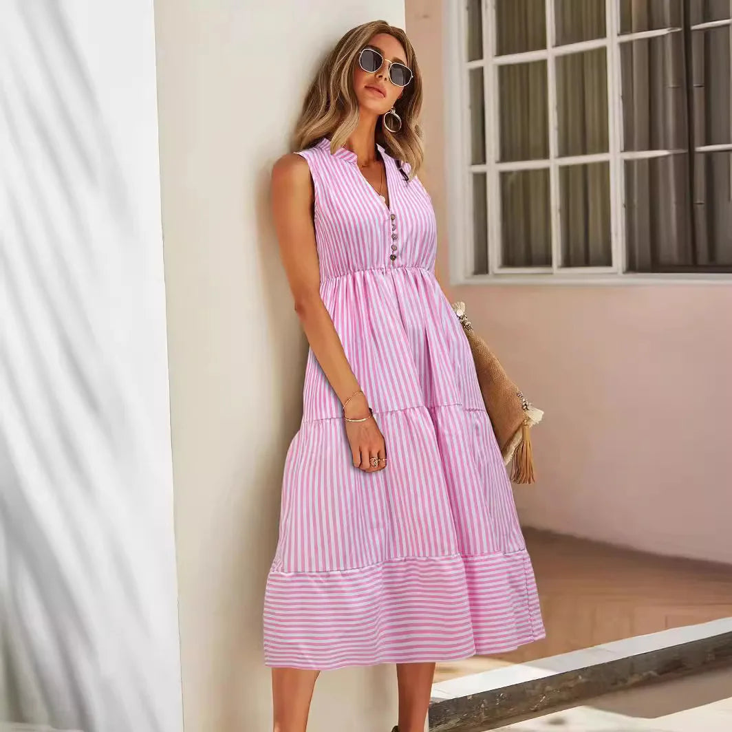 Holly™ | Ärmlös boho sommarklänning med ränder – Lätt och avslappnad för varma dagar
