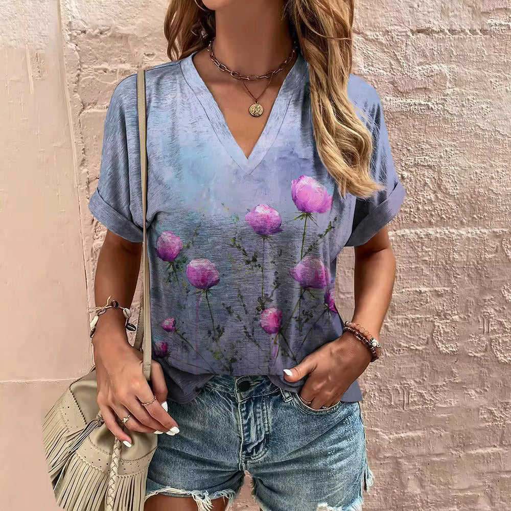 Lova™ - Vintage Blommig V-ringad Topp – Tidlös & Elegant