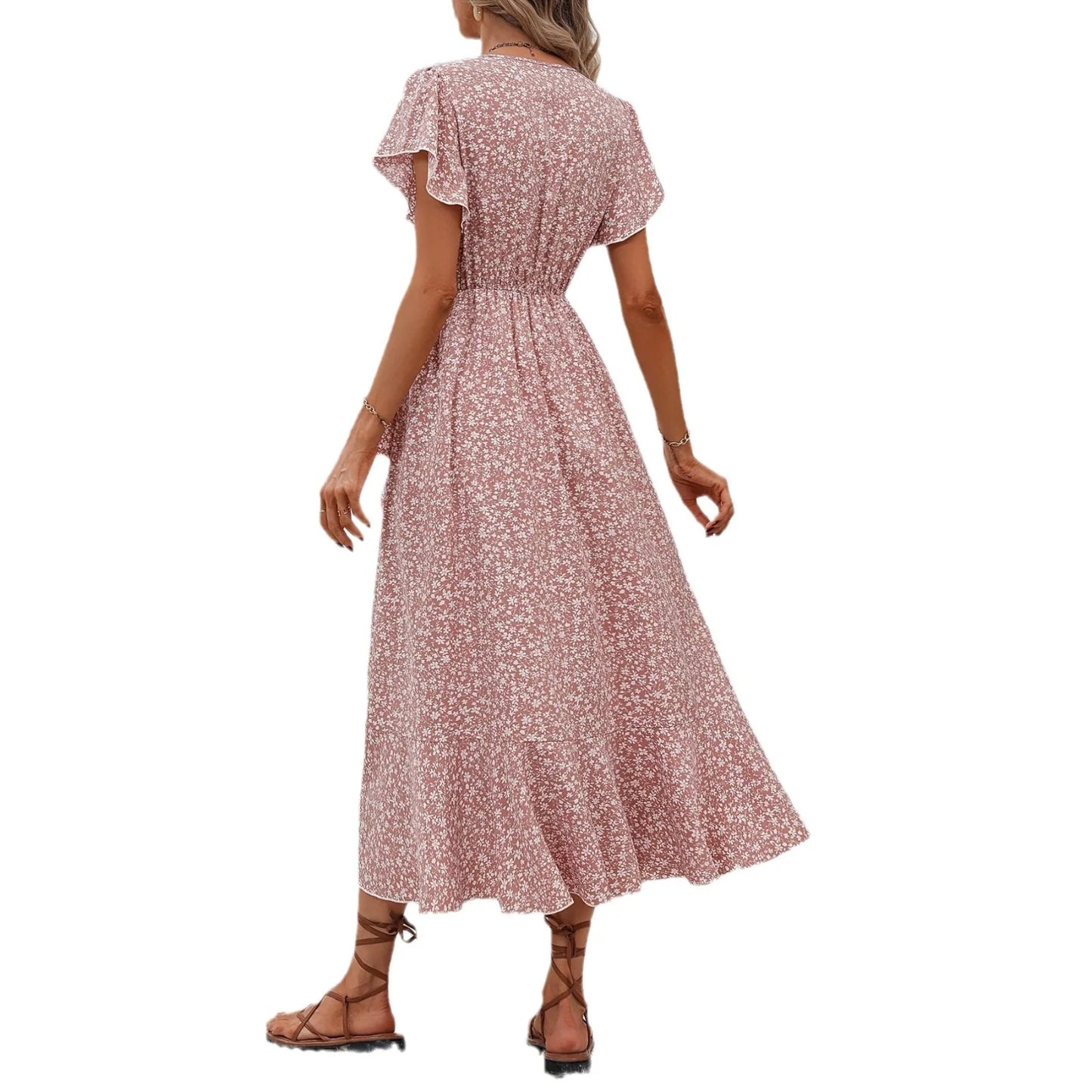 Camille™ | Somrig Klänning med V-ringning & Blommönster