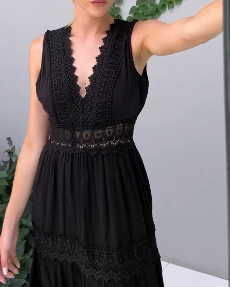 Sara™ | Elegant spets V-ringad klänning