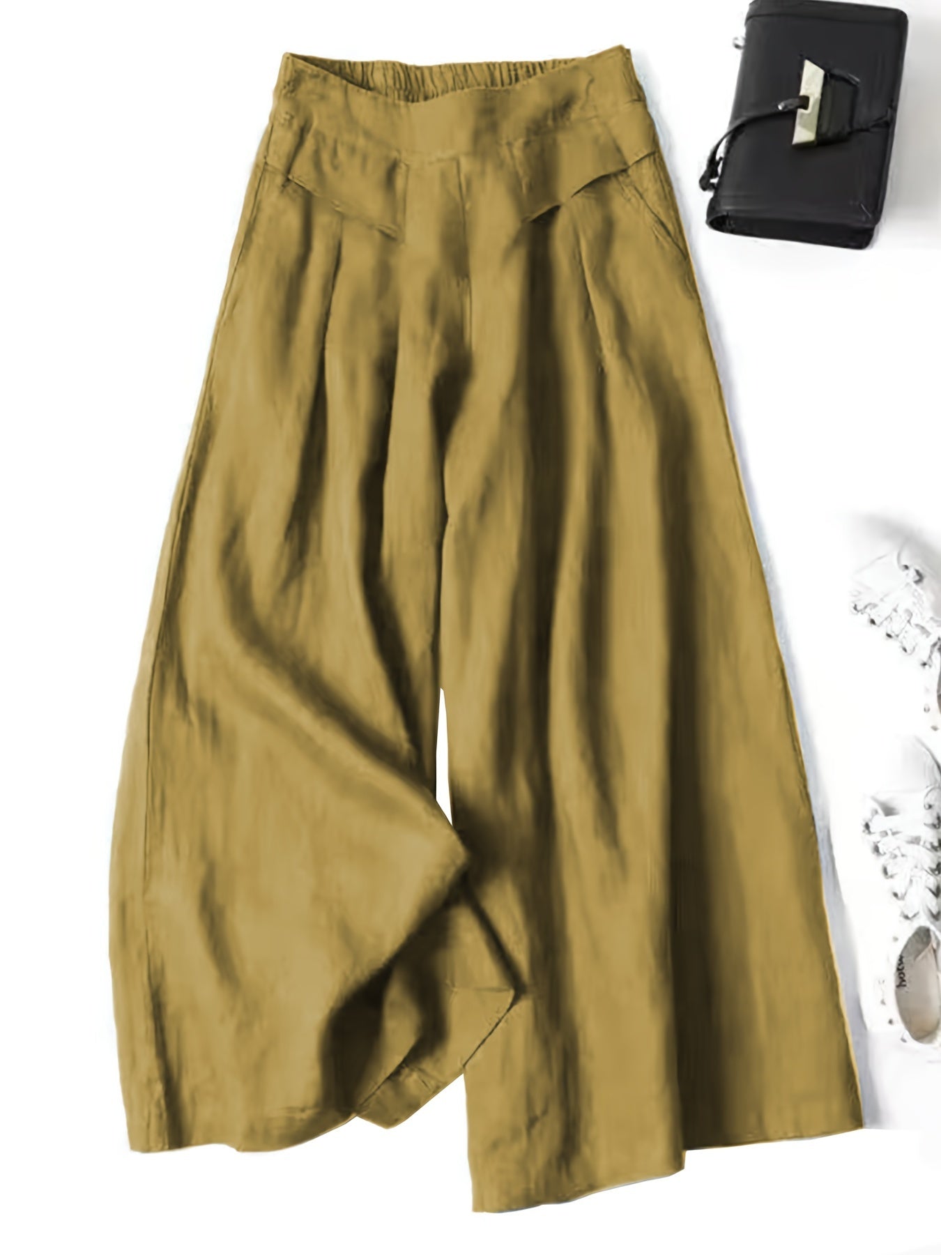 Helena™ | Viskos-Linne 7/8 Capri Byxor med Elastisk Midja för Sommaren