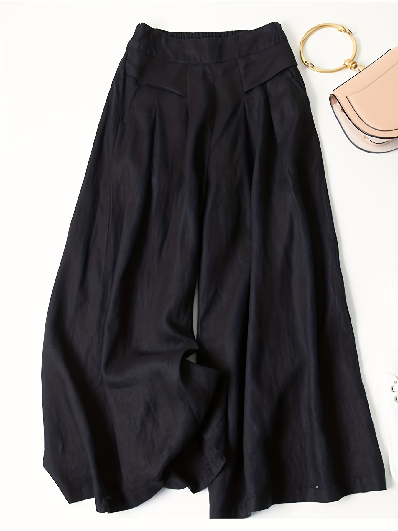 Helena™ | Viskos-Linne 7/8 Capri Byxor med Elastisk Midja för Sommaren