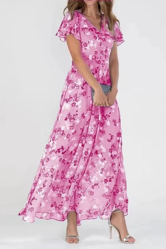 Siv™ | Feminin blommig klänning med eleganta volangärmar