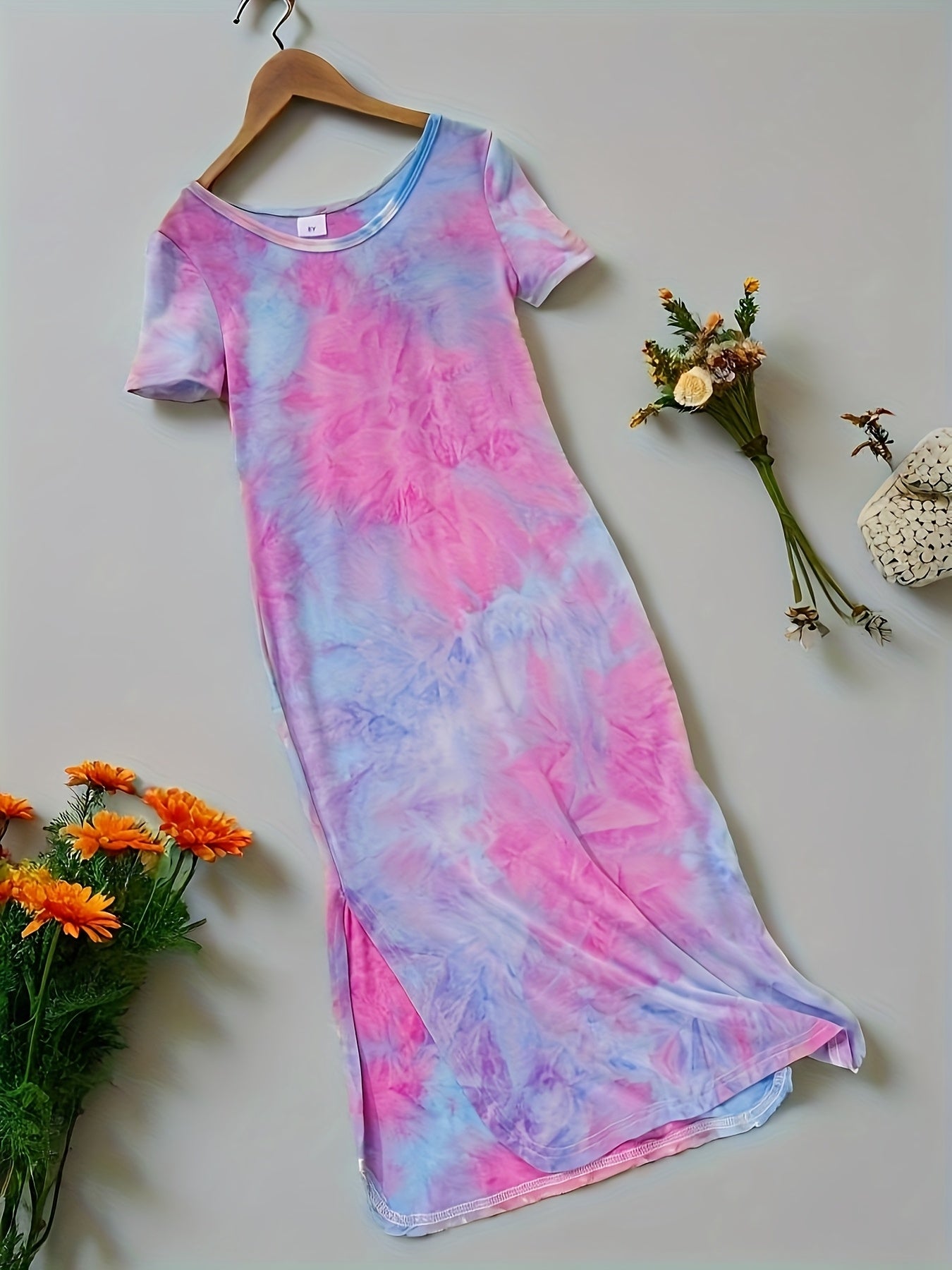 Lisa™ – Somrig Flickklänning ☀️👗 | Lätt, Trendig & Lekfull med Unik Tie-Dye Tryck