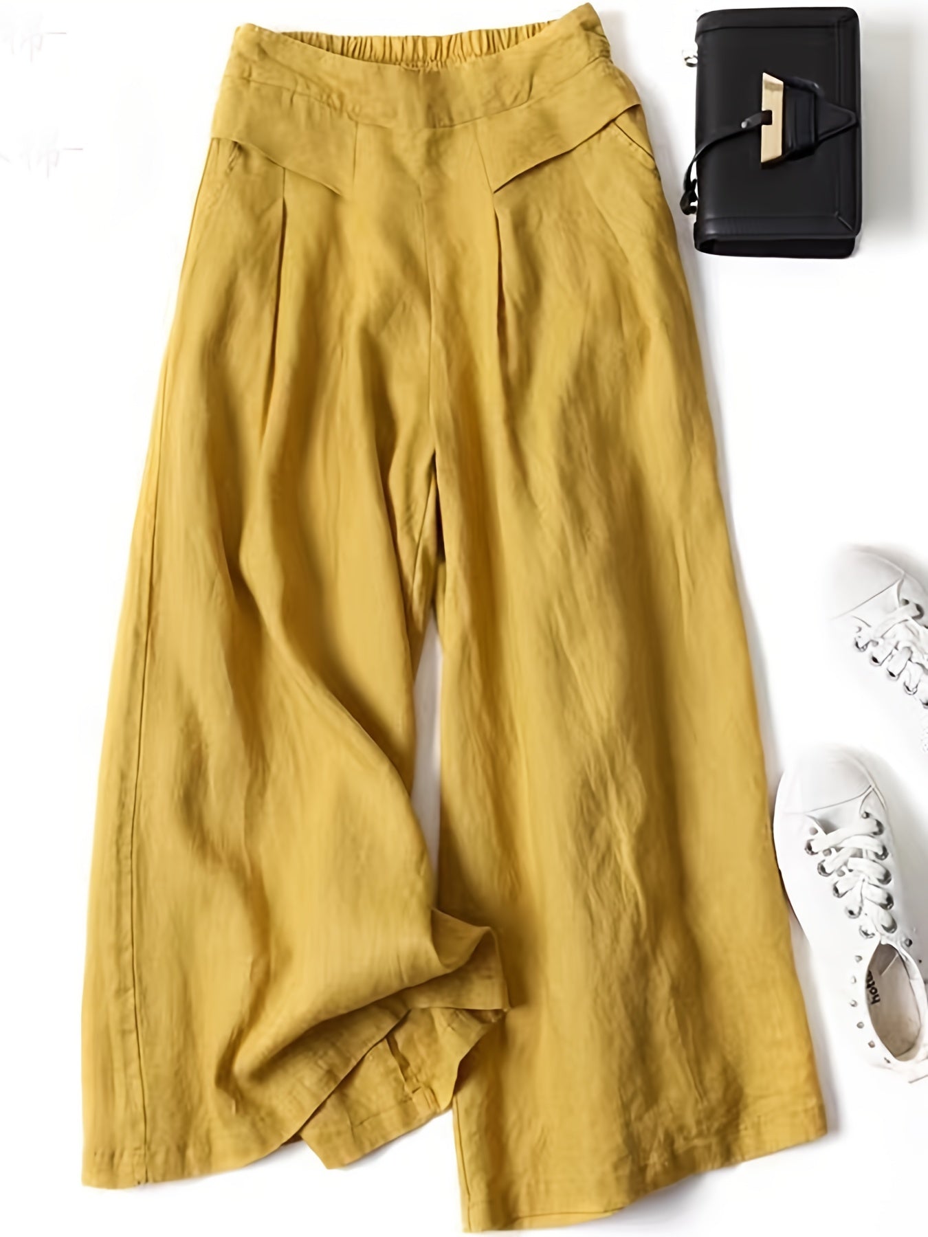 Helena™ | Viskos-Linne 7/8 Capri Byxor med Elastisk Midja för Sommaren