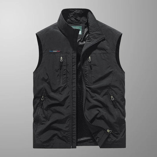 Kasper™ | Andningsbar Cargo Bodywarmer med Flera Fickor-Svart