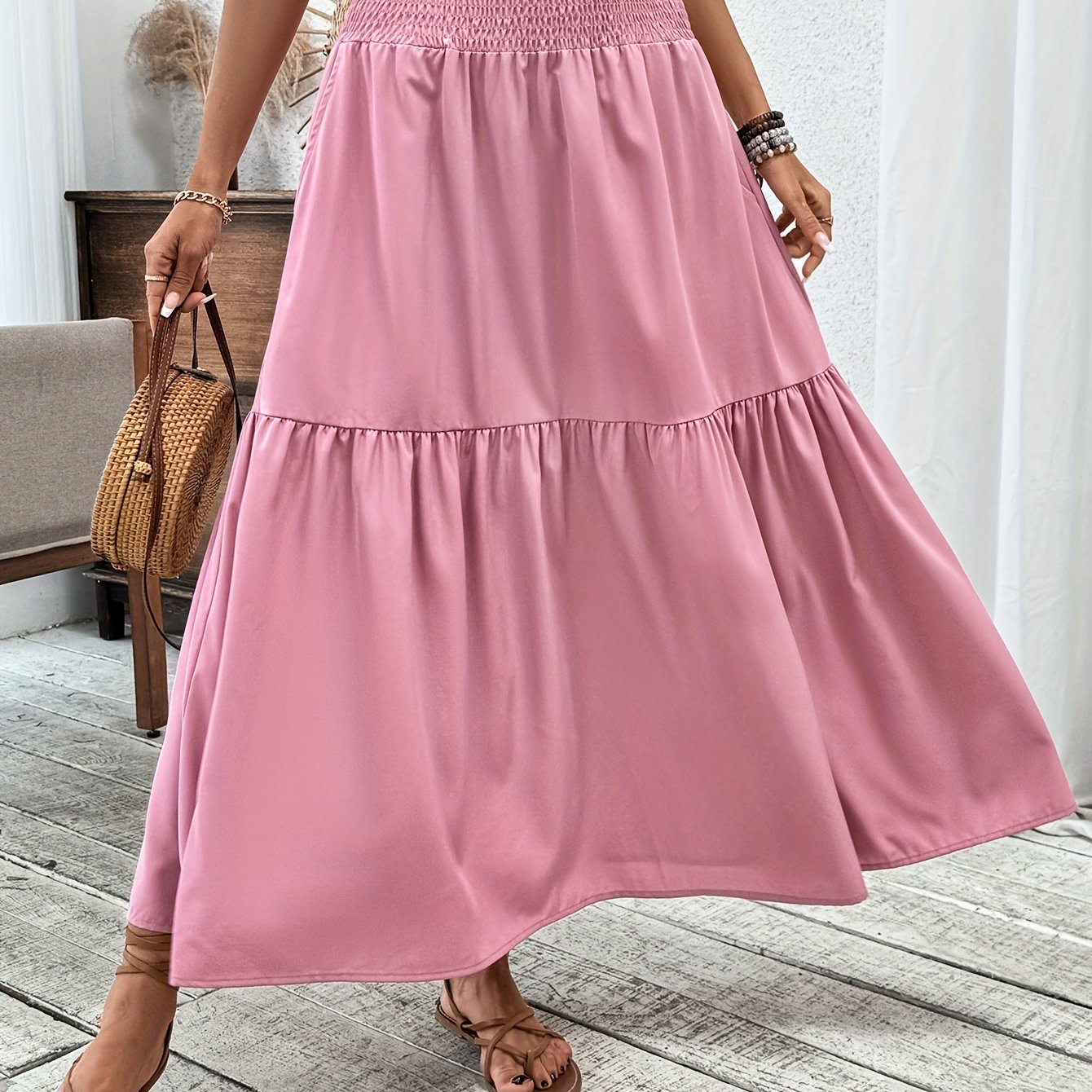 Inga™ | Casual Ditsy Floral Kjol med Elastisk Midja