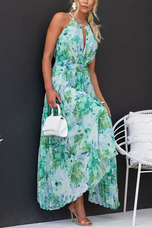 Caroline™ – Stilren Midiklänning med Blomdetaljer