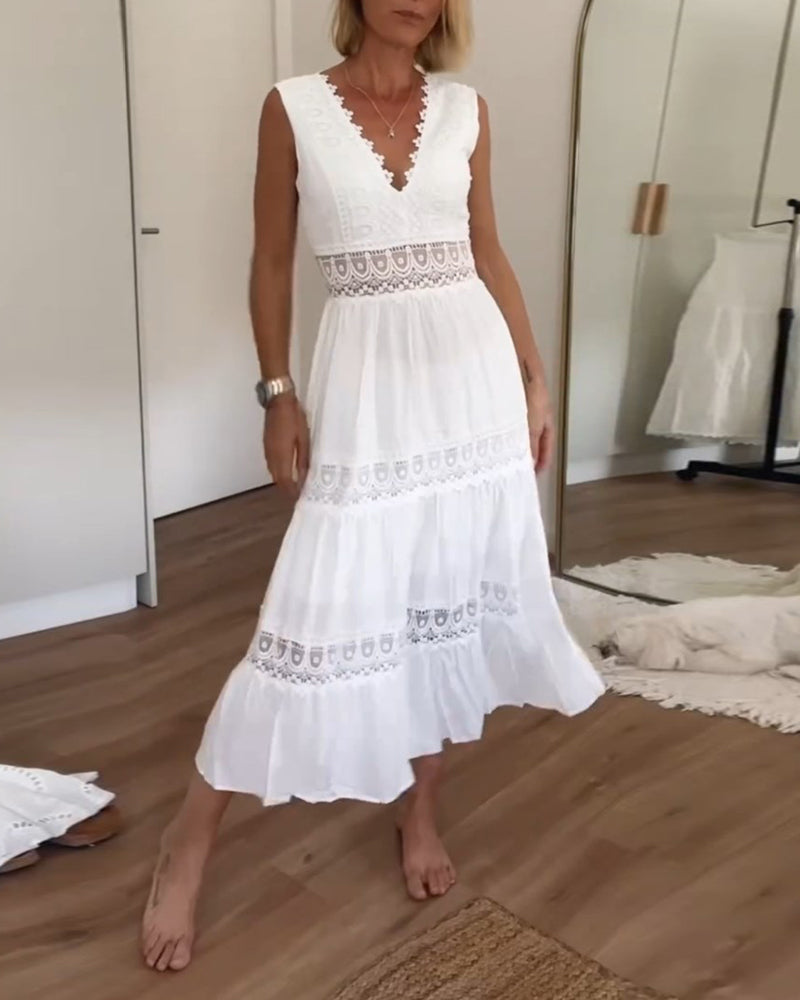 Sara™ | Elegant spets V-ringad klänning