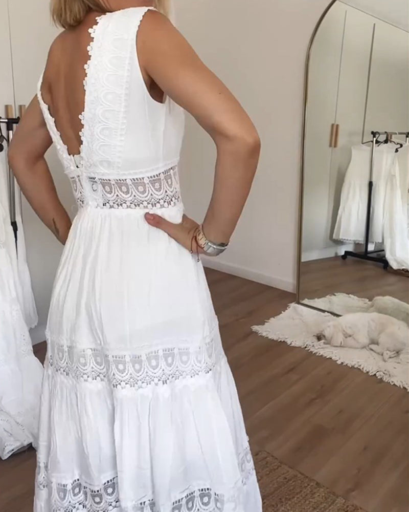 Sara™ | Elegant spets V-ringad klänning