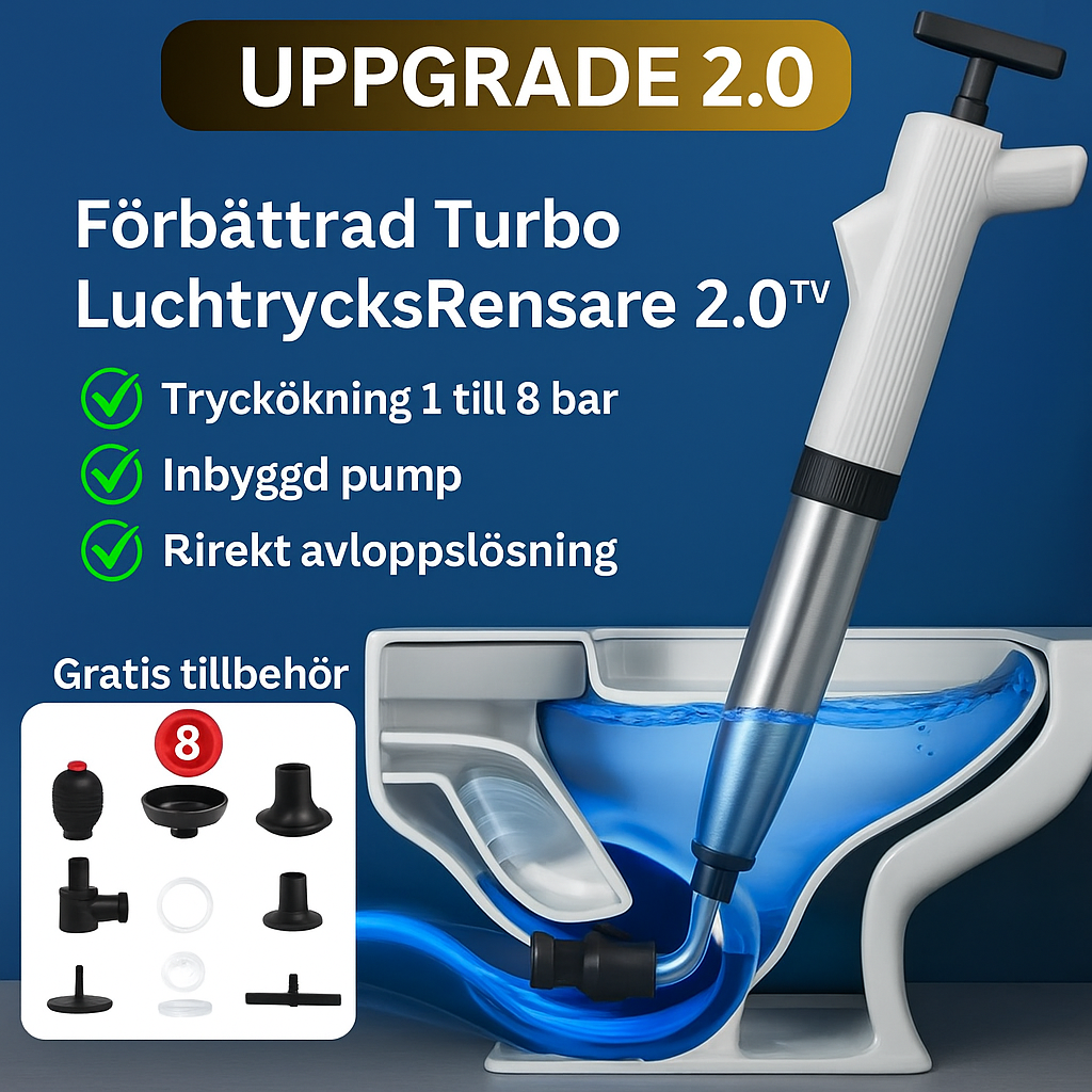 Förbättrad Turbo-Lufttrycksavloppsrensare 2.0™ | Löser alla avloppsstopp!