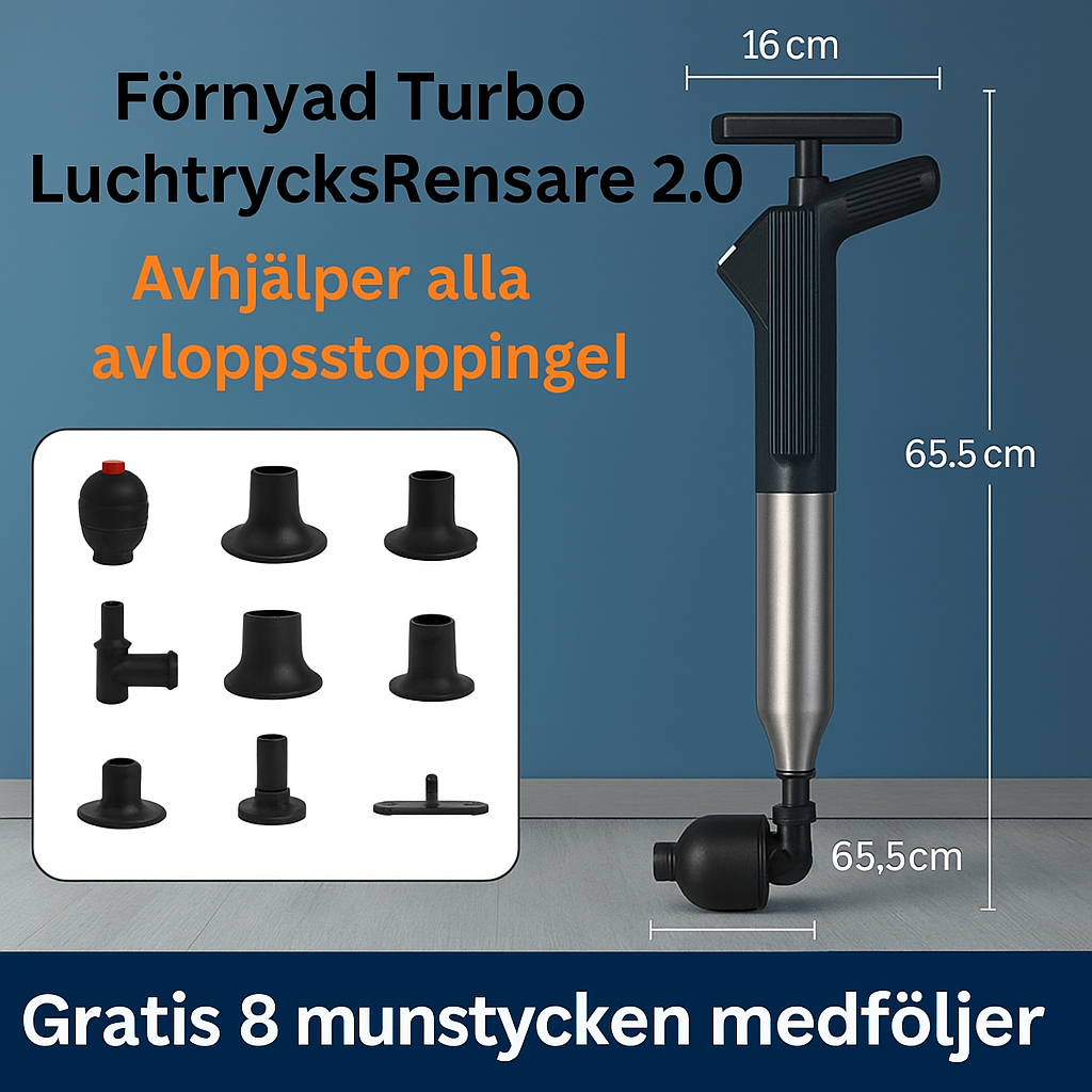 Förbättrad Turbo-Lufttrycksavloppsrensare 2.0™ | Löser alla avloppsstopp!