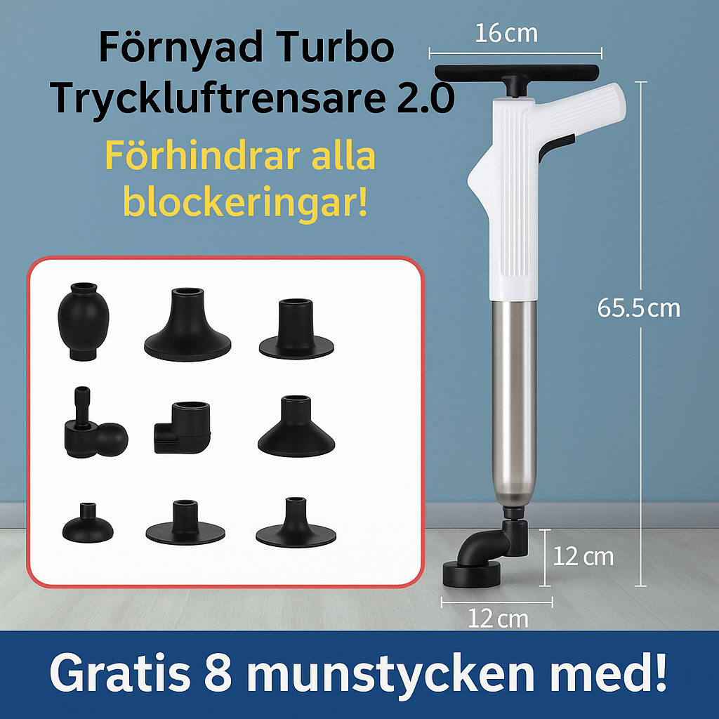 Förbättrad Turbo-Lufttrycksavloppsrensare 2.0™ | Löser alla avloppsstopp!