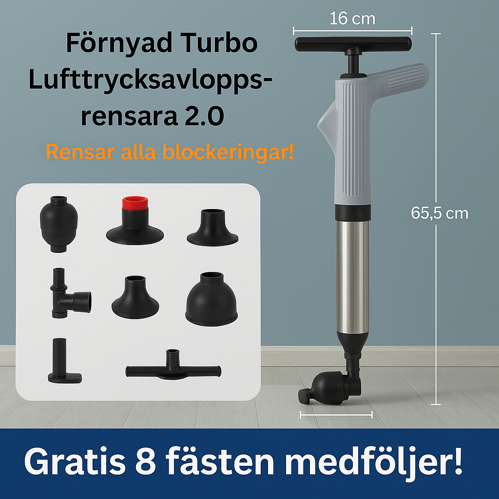 Förbättrad Turbo-Lufttrycksavloppsrensare 2.0™ | Löser alla avloppsstopp!