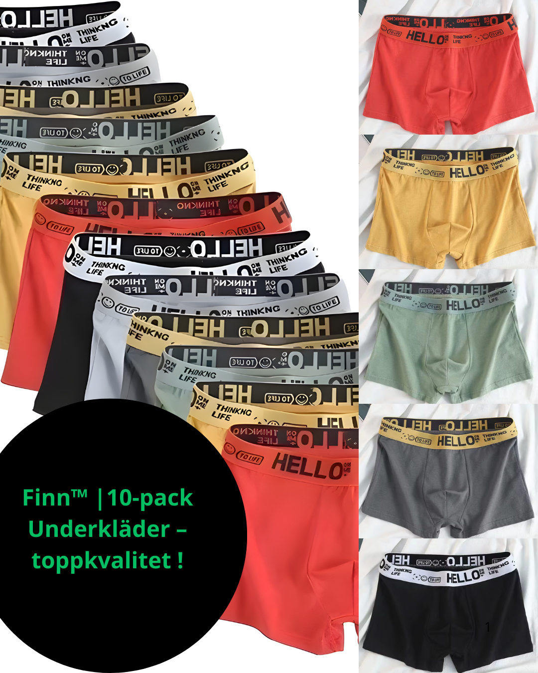 Finn™ – 10-pack Herrunderkläder i Premiumkvalitet (Boxers eller Briefs)