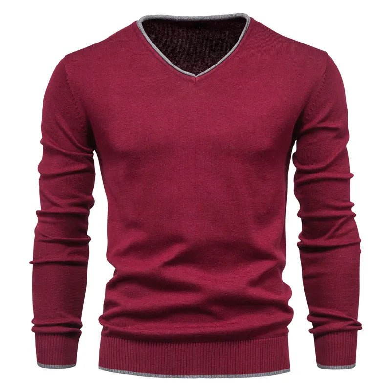 Robin™| Stilfull Herr V-hals Tröja – Bekväm Bomulls Pullover i Slim Fit
