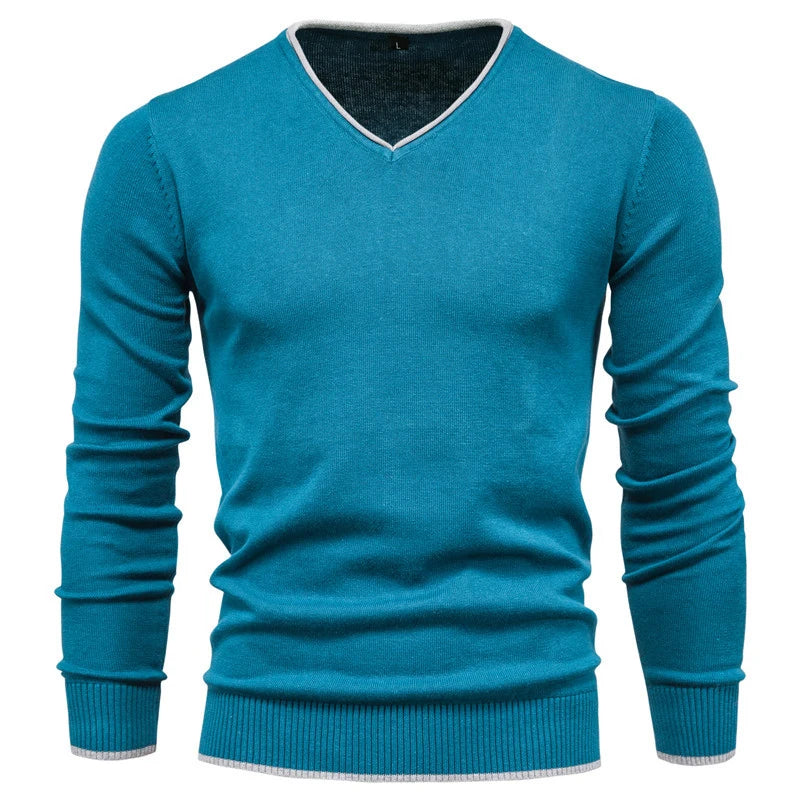 Robin™| Stilfull Herr V-hals Tröja – Bekväm Bomulls Pullover i Slim Fit