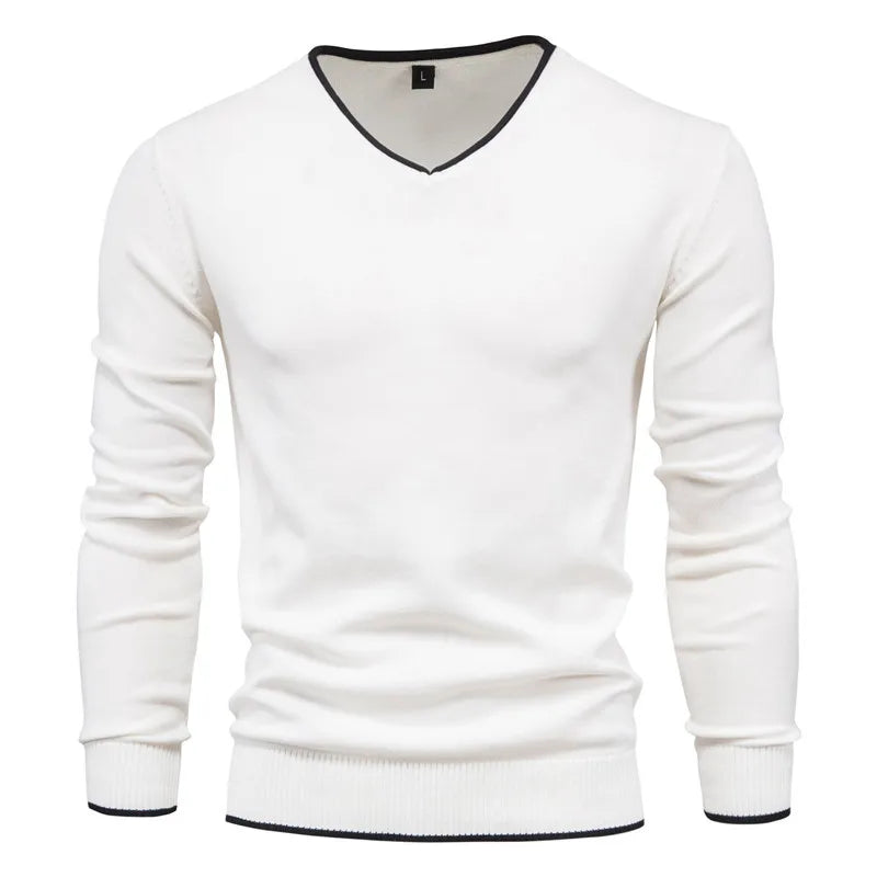 Robin™| Stilfull Herr V-hals Tröja – Bekväm Bomulls Pullover i Slim Fit
