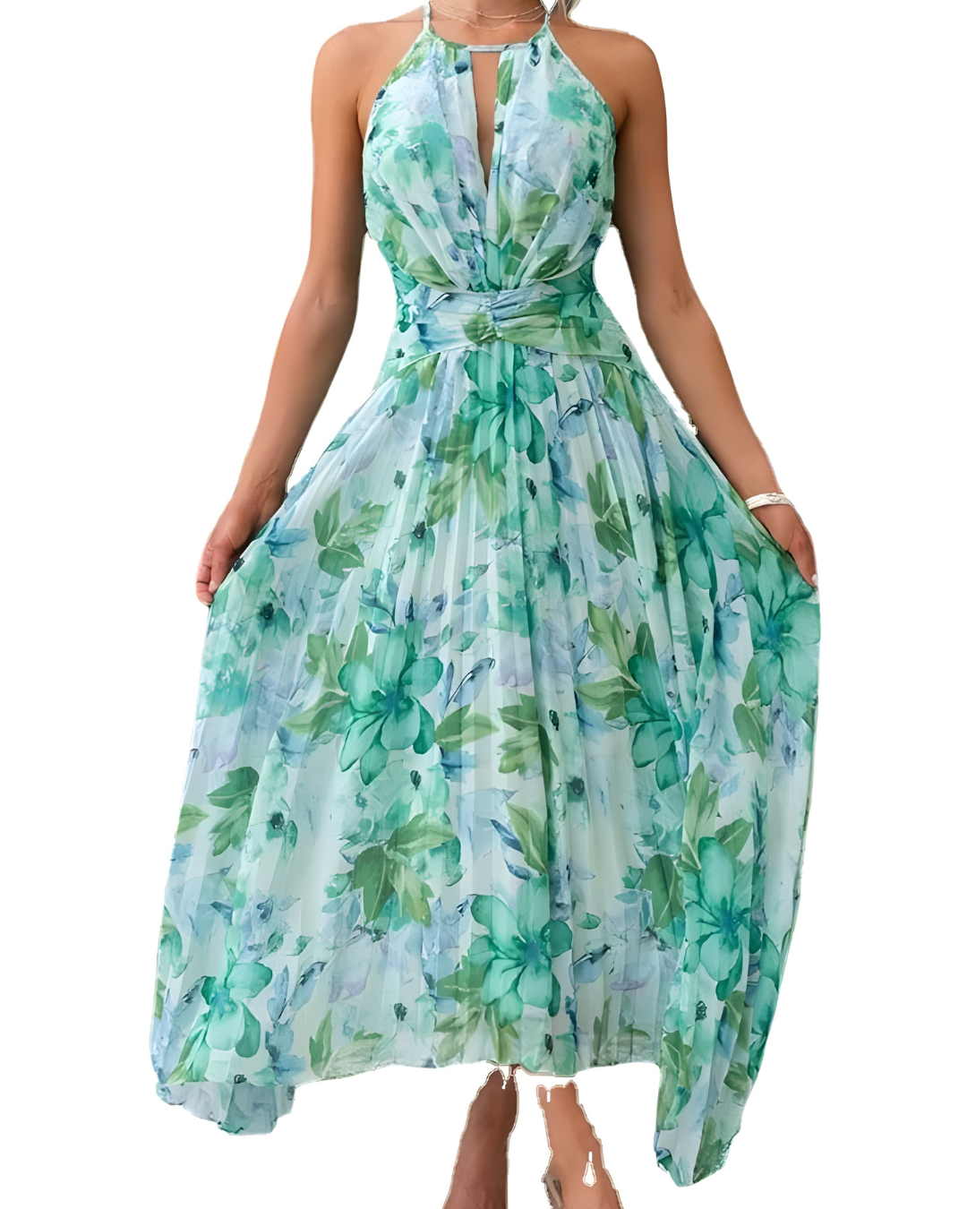 Caroline™ – Stilren Midiklänning med Blomdetaljer