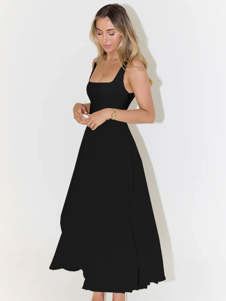 Grace™ | Minimalistisk midiklänning med fyrkantig urringning – Tidlös, elegant och feminin